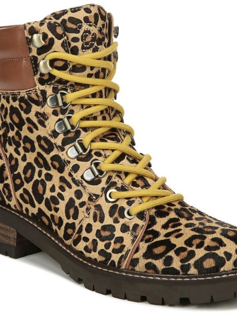 SAM EDELMAN Women Ankle Boots Leopard Print Faux Fur Size 6 Lace Up Colorful